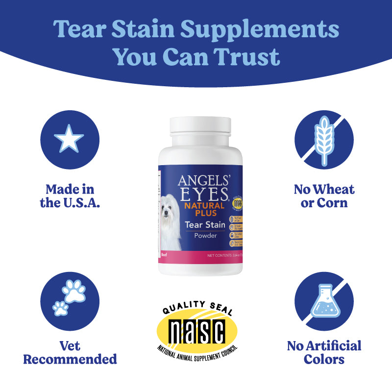 Angels’ Eyes NATURAL PLUS Tear Stain Powder for Dogs, Beef Flavor