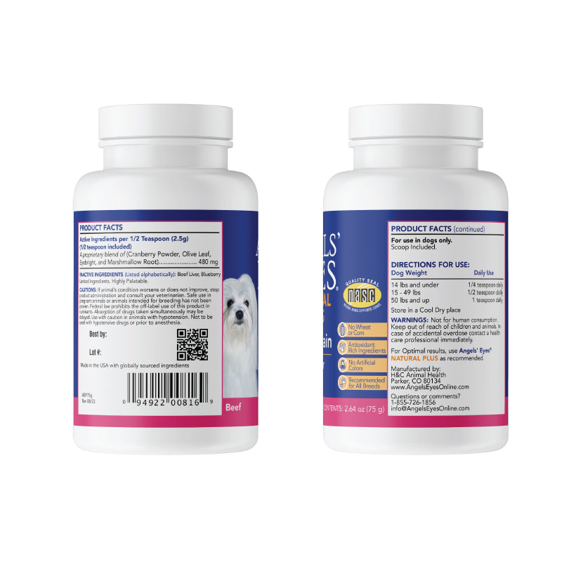 Angels’ Eyes NATURAL PLUS Tear Stain Powder for Dogs, Beef Flavor