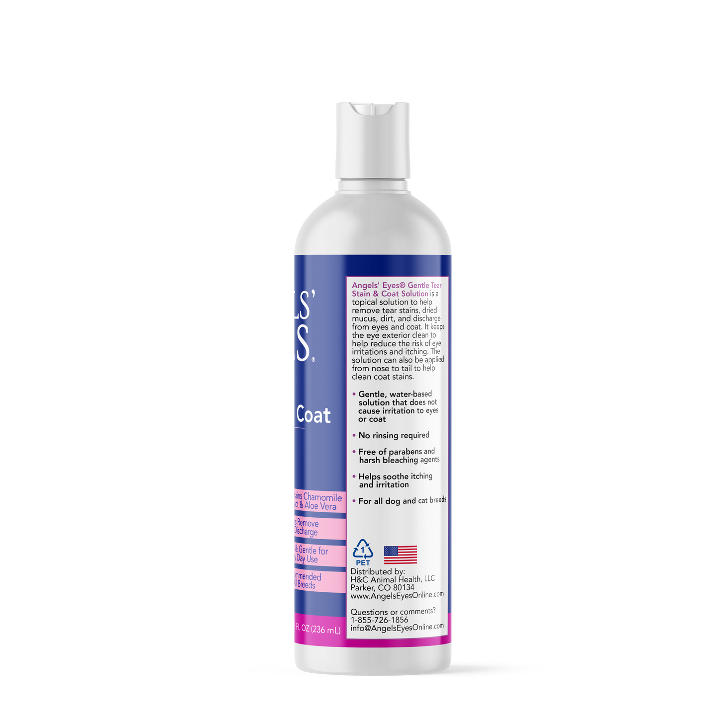Angels' Eyes Tear Stain & Coat Solution 8 oz for Dogs and Cats