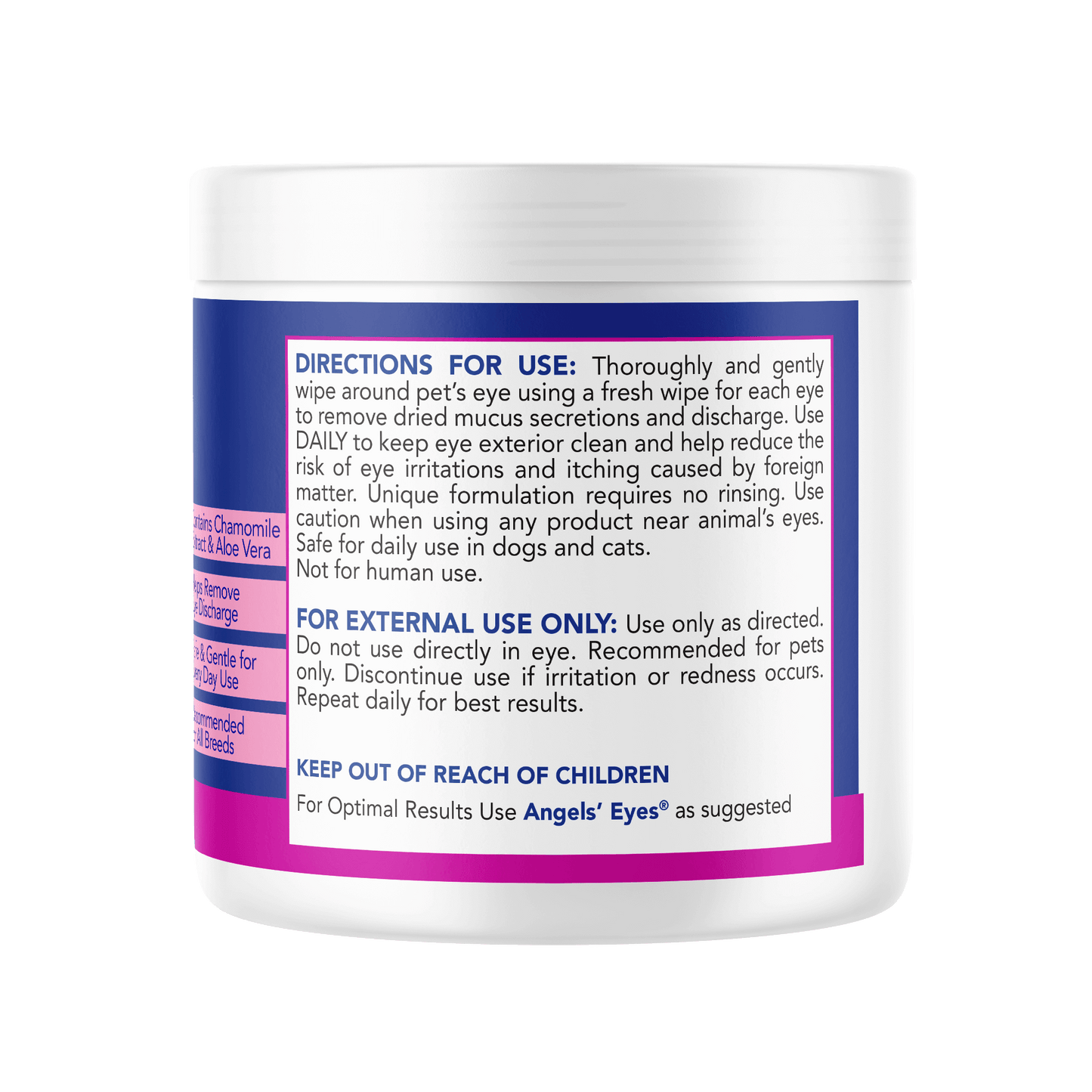 Angels' Eyes Gentle Tear Stain Wipes 100ct for Dogs and Cats