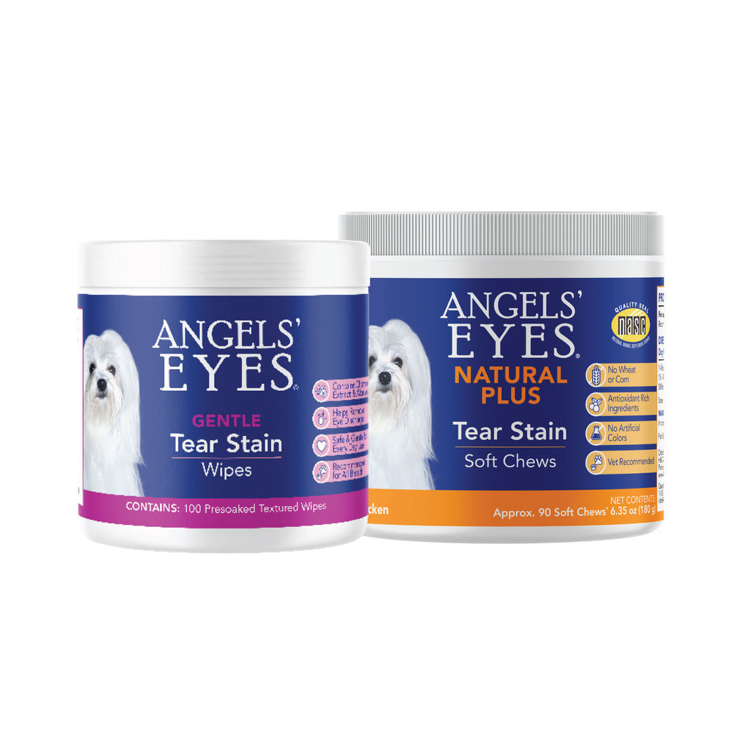 Tear Stain Maintenance Bundle: Chews & Wipes