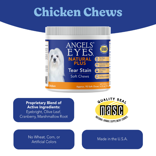 Angels’ Eyes NATURAL PLUS Tear Stain Chew for Dogs, Chicken Flavor 90ct*