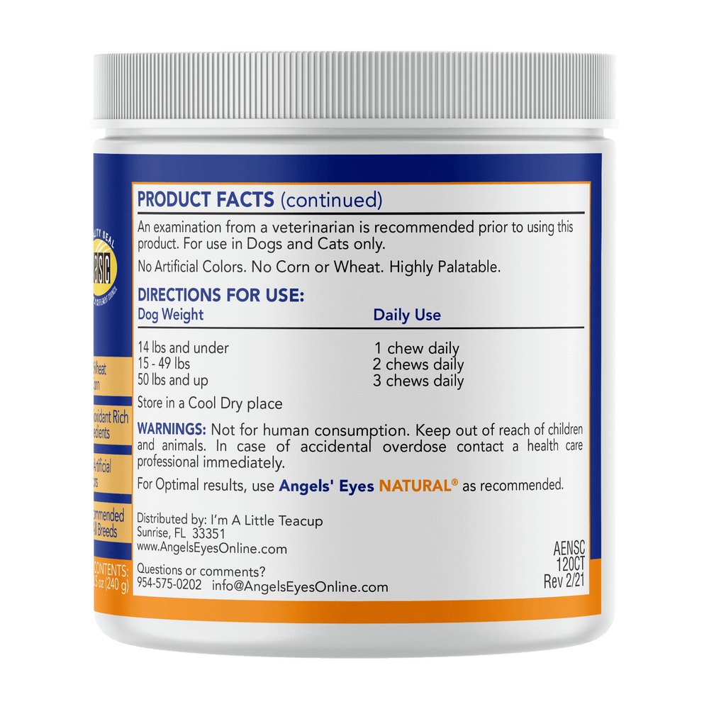 Angels’ Eyes NATURAL PLUS Tear Stain Chew Dogs Chicken 120ct