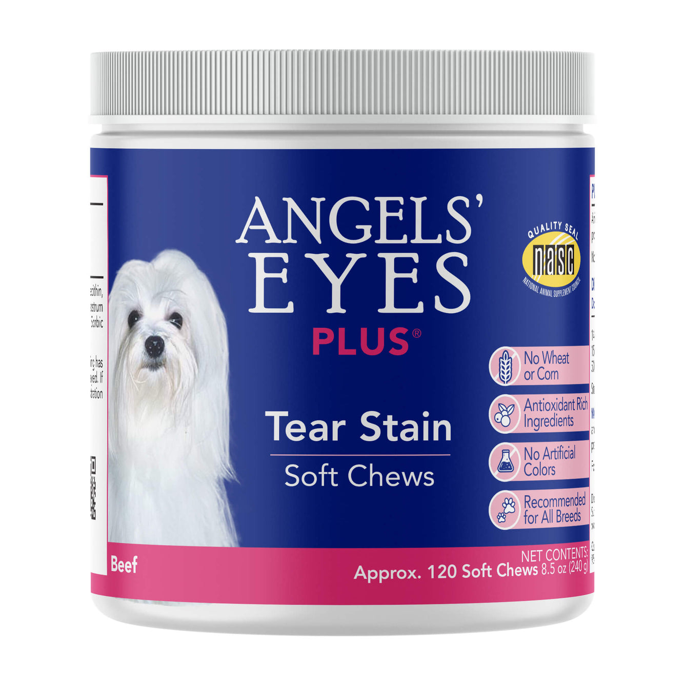 Angels’ Eyes PLUS Tear Stain Soft Chew for Dogs, Beef Flavor 120ct