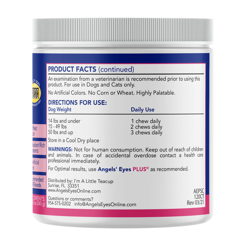 Angels’ Eyes PLUS Tear Stain Chew Dogs Beef 120ct