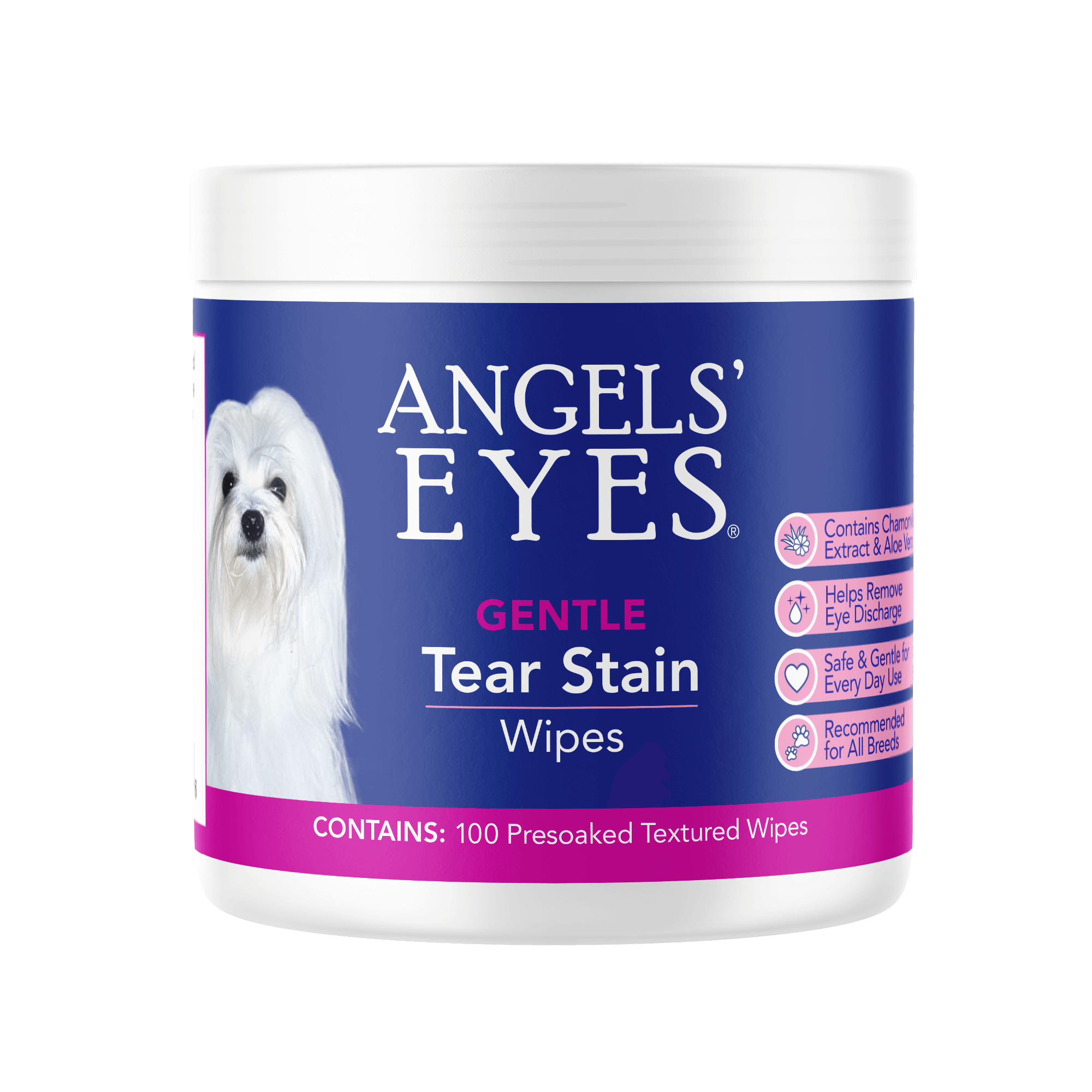 Angels' Eyes Gentle Tear Stain Wipes 100ct for Dogs and Cats