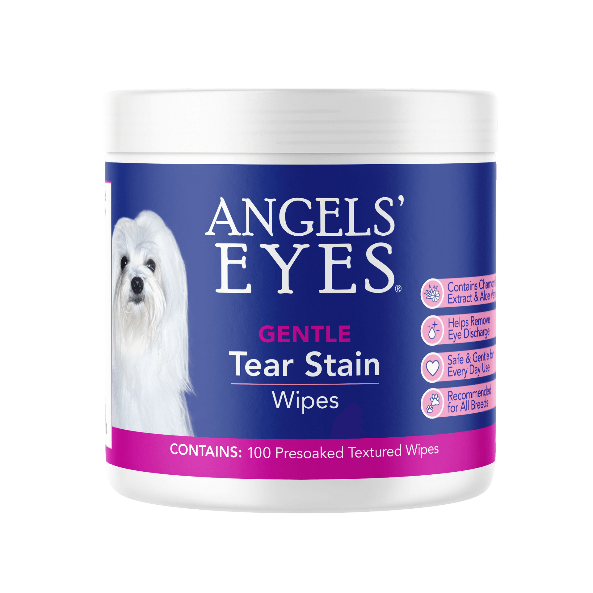Angels' Eyes Gentle Tear Stain Wipes 100ct for Dogs and Cats